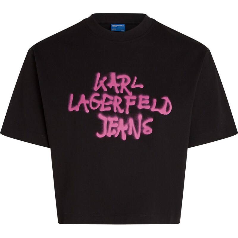 KARL LAGERFELD JEANS Tričko fuchsiová / černá