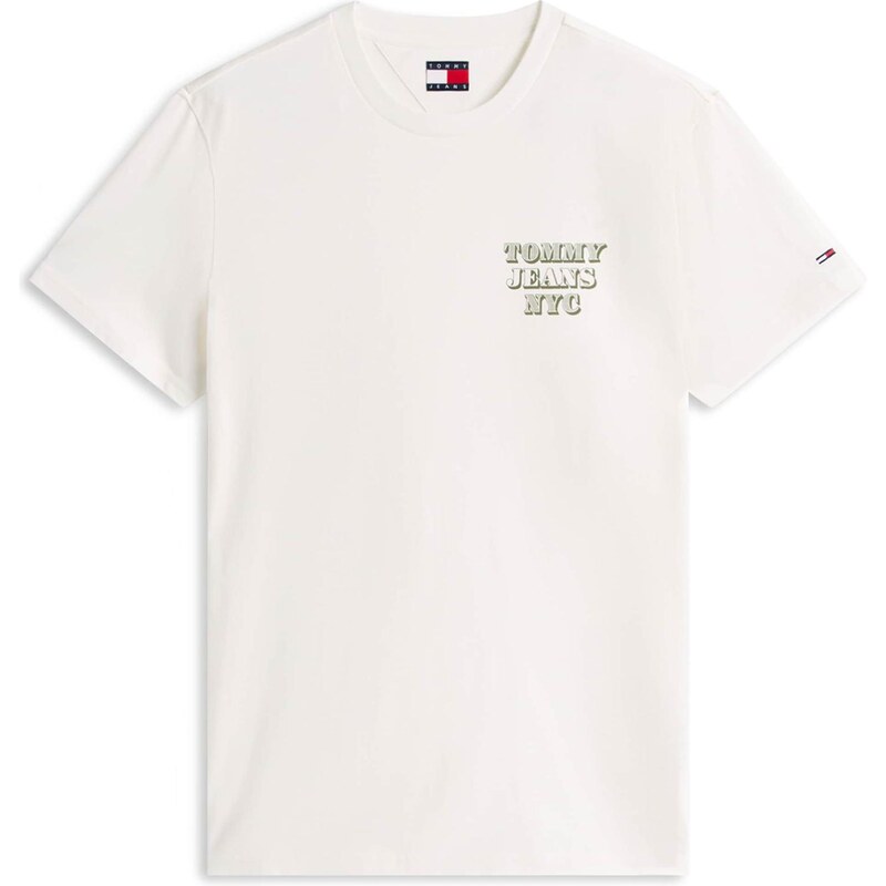 Tommy Jeans Tričko tmavě zelená / bílá