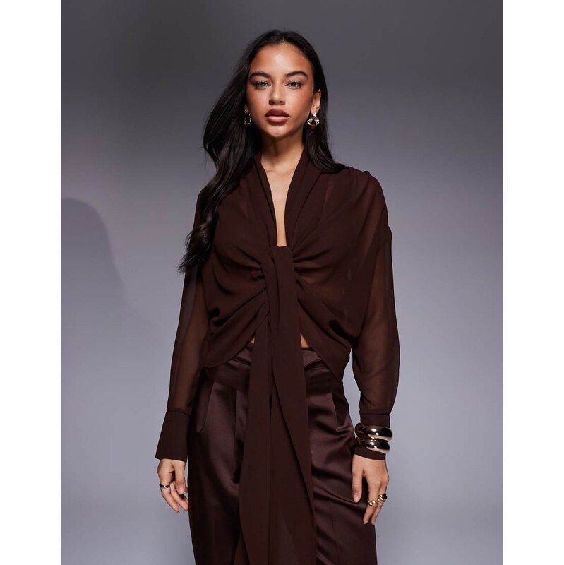 ASOS DESIGN ASOS X THE SOURCED COLLECTION shirt with tie detail in 109733117
