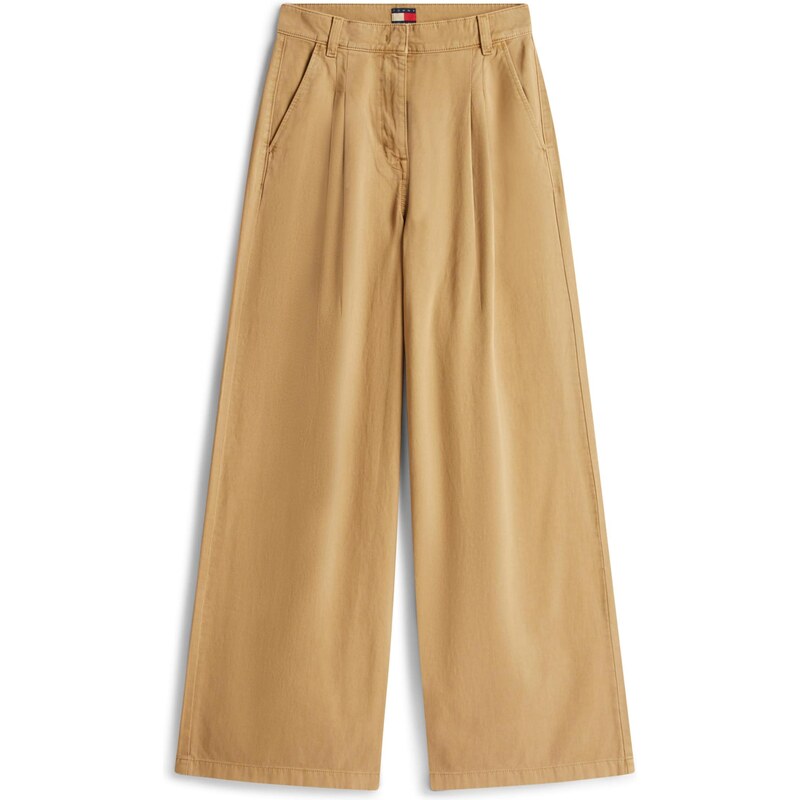 Tommy Jeans Kalhoty se sklady v pase hnědá