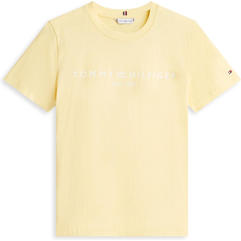 TOMMY HILFIGER Tričko pastelově žlutá / bílá