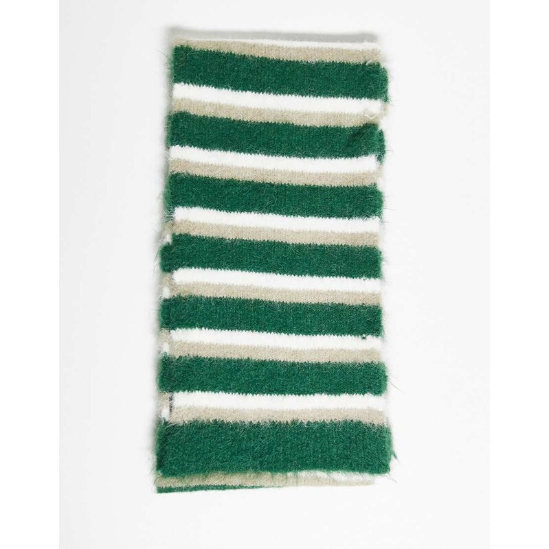 Reclaimed Vintage unisex fluffy scarf in green stripe-Multi