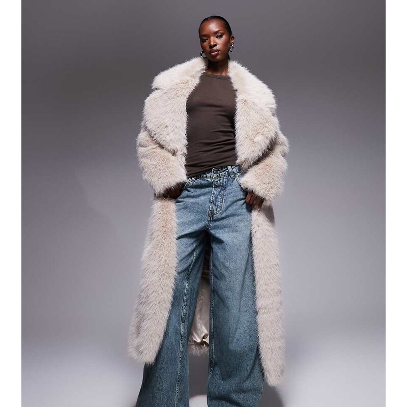 The Frolic exclusive faux fur maxi oversized collar maxi coat in