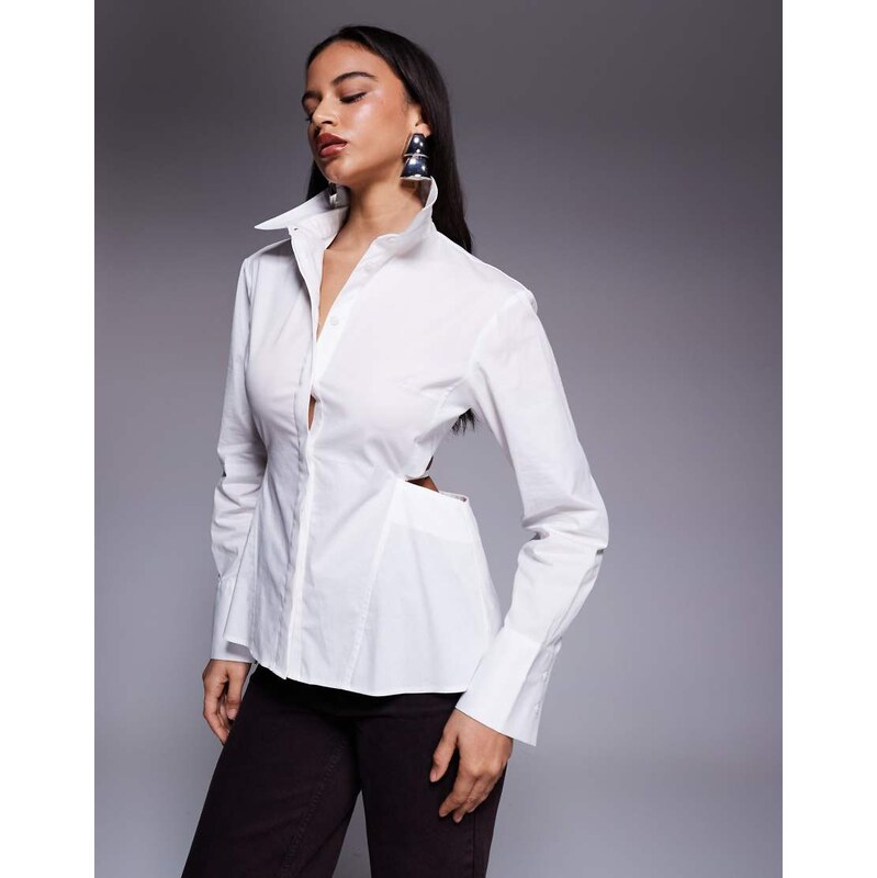 ASOS DESIGN ASOS X THE SOURCED COLLECTION shirt with back tie in white 109736467