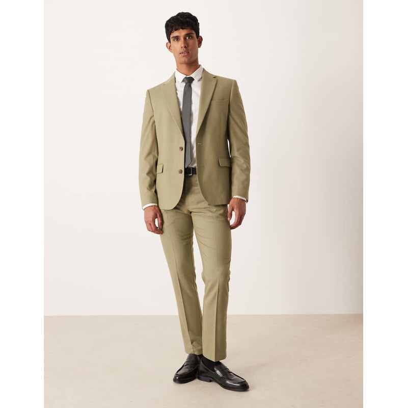 ASOS DESIGN slim suit jacket in light green flannel