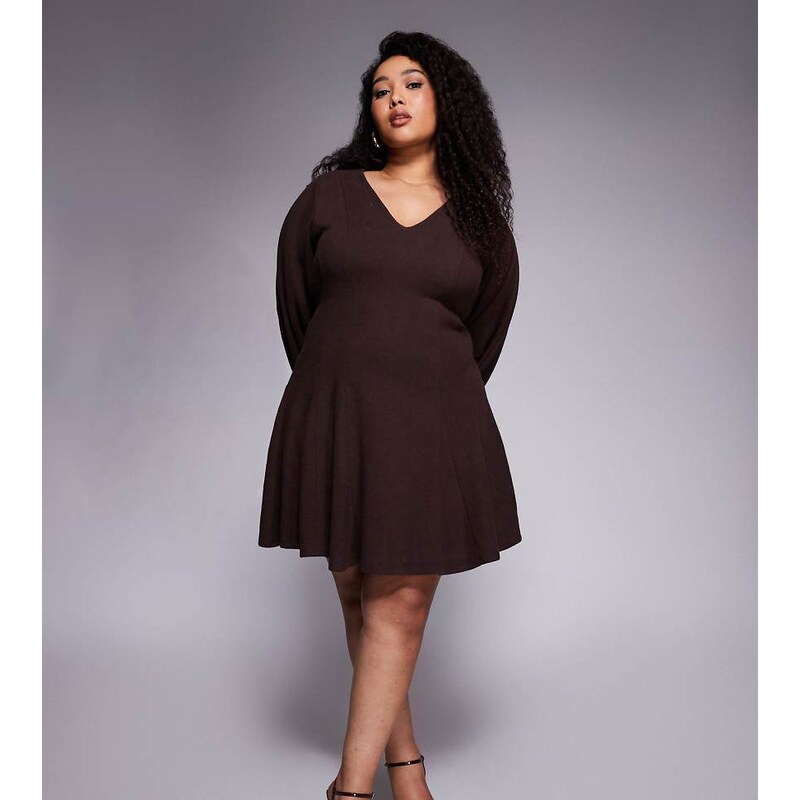 ASOS Curve ASOS DESIGN Curve supersoft V neck fit and flare with