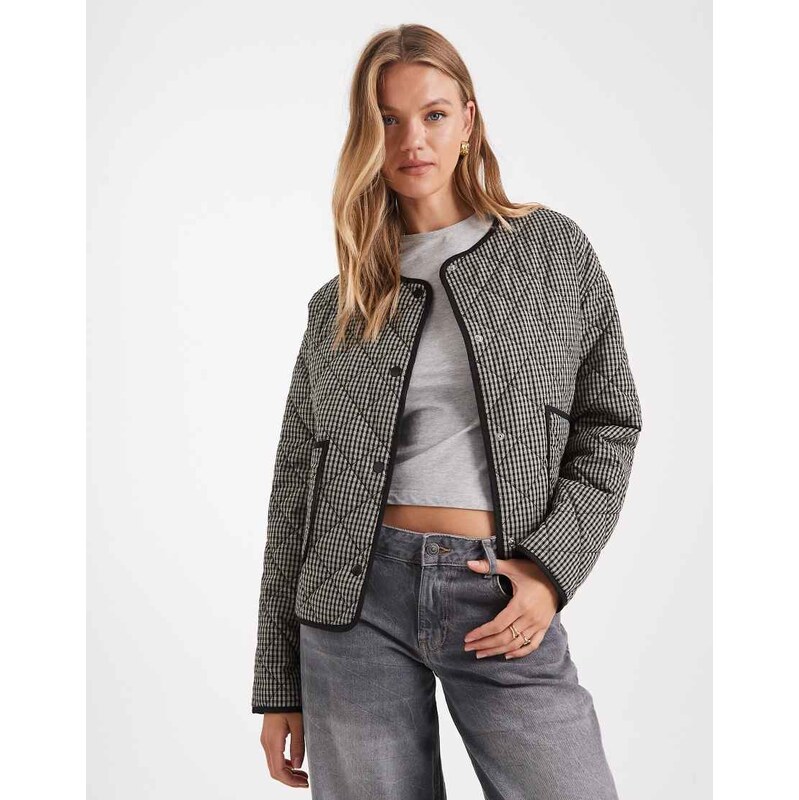 Threadbare padded jacket with contrast trim in grey and black