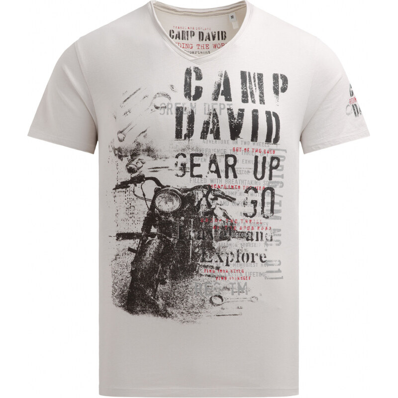 CAMP DAVID Tričko s výstřihem do V ve vintage vzhledu s fotopotiskem