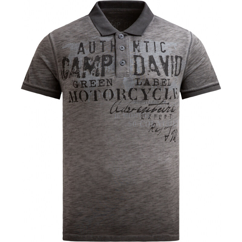 CAMP DAVID Polo tričko barvene olejem s vintage potiskem