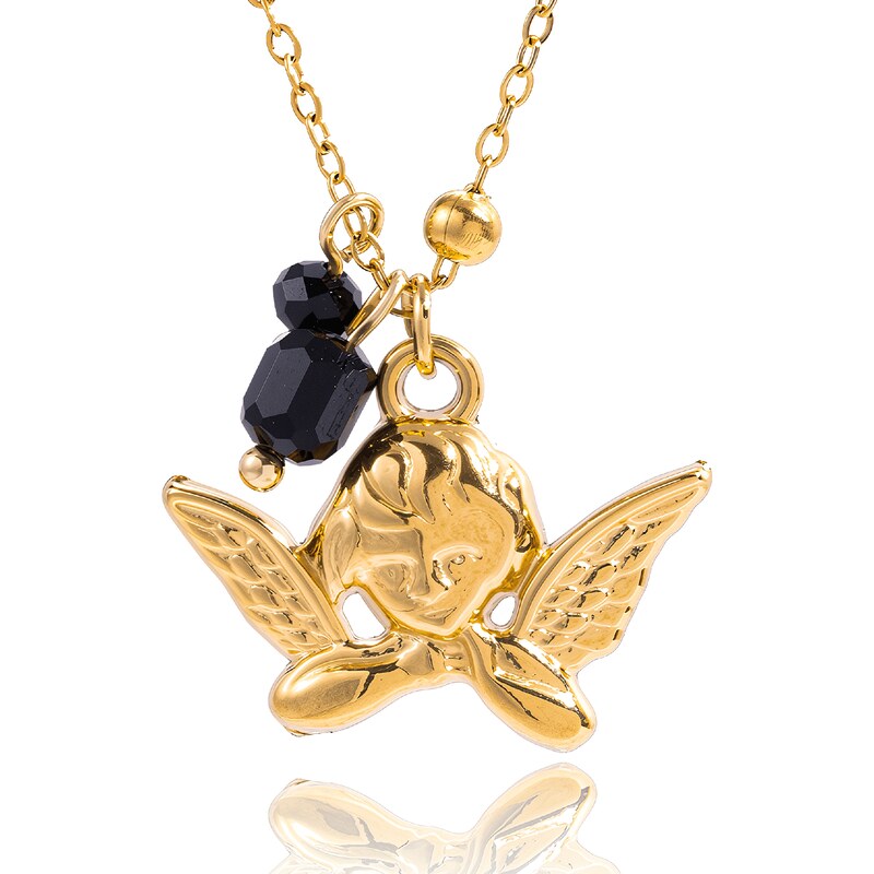 ELENYS Angel Noir – pozlacený náhrdelník 18K žluté zlato