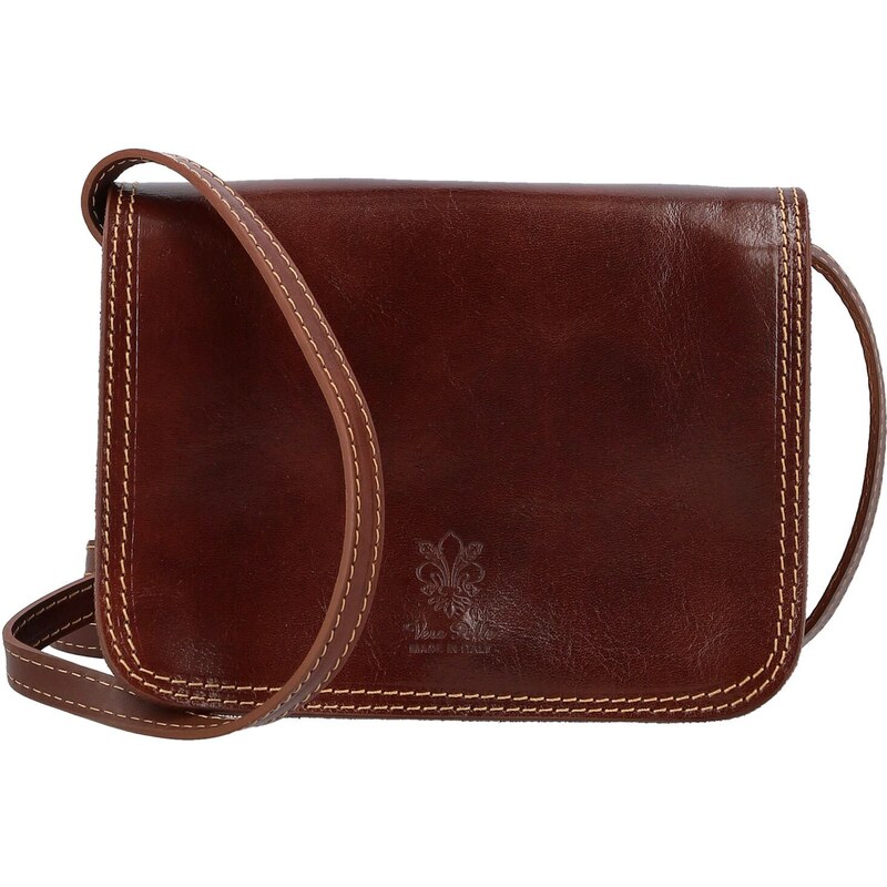 Dámská kožená crossbody hnědá - Delami Vera Pelle Asppena hnědá