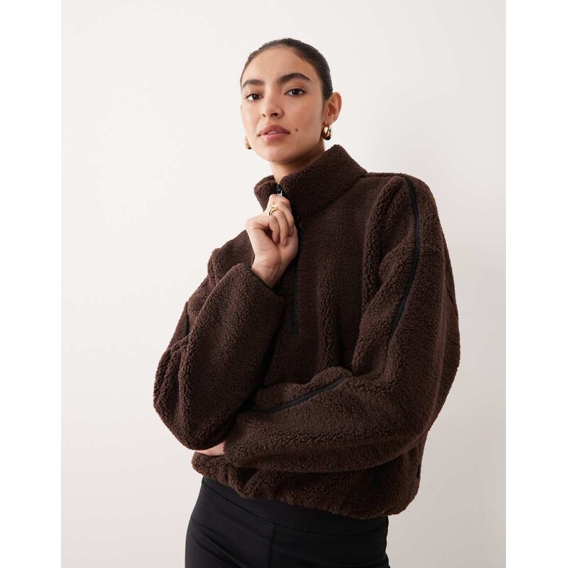 Abercrombie & Fitch YPB high neck quarter zip teddy fleece in
