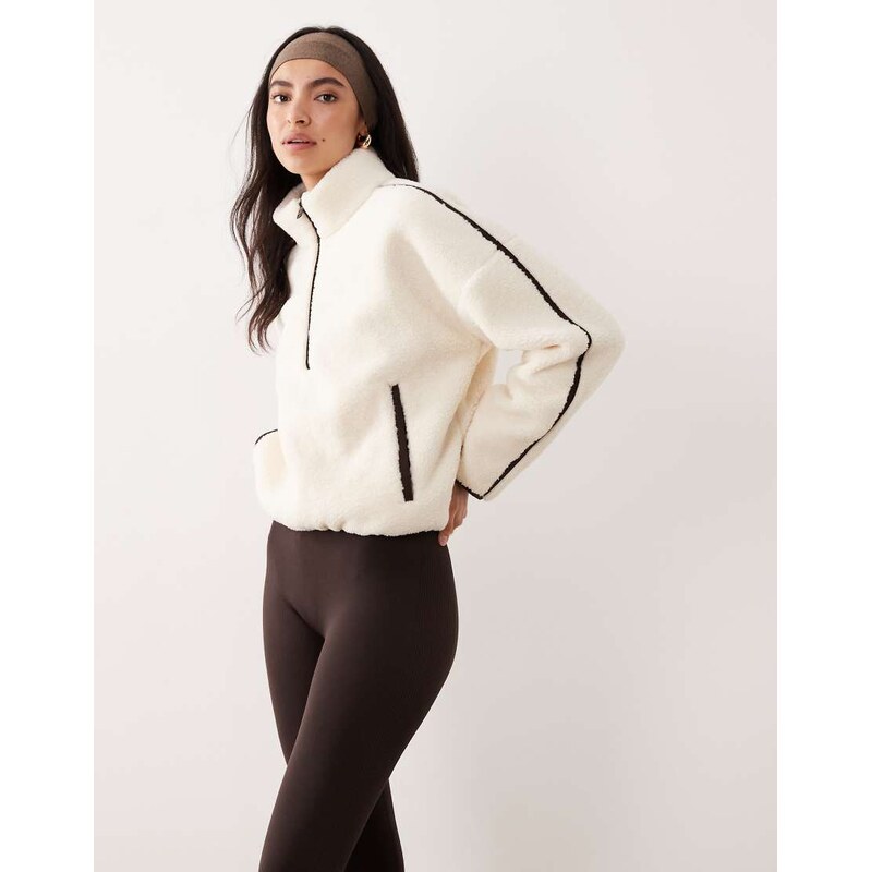 Abercrombie & Fitch YPB high neck quarter zip teddy fleece in