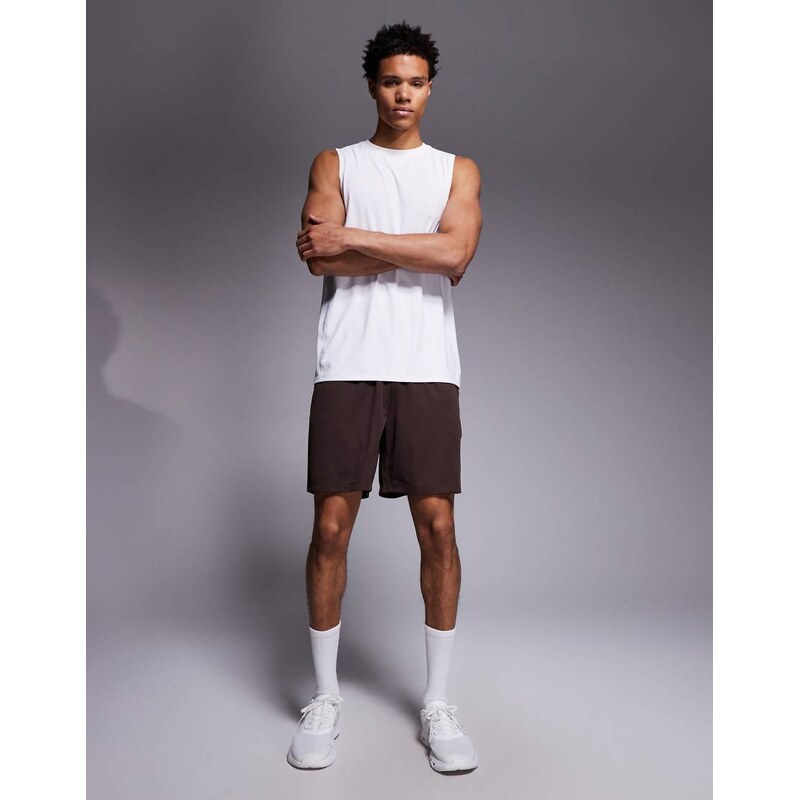 4505 7 inch quick dry mesh training shorts with zip pockets in raisin 109781332