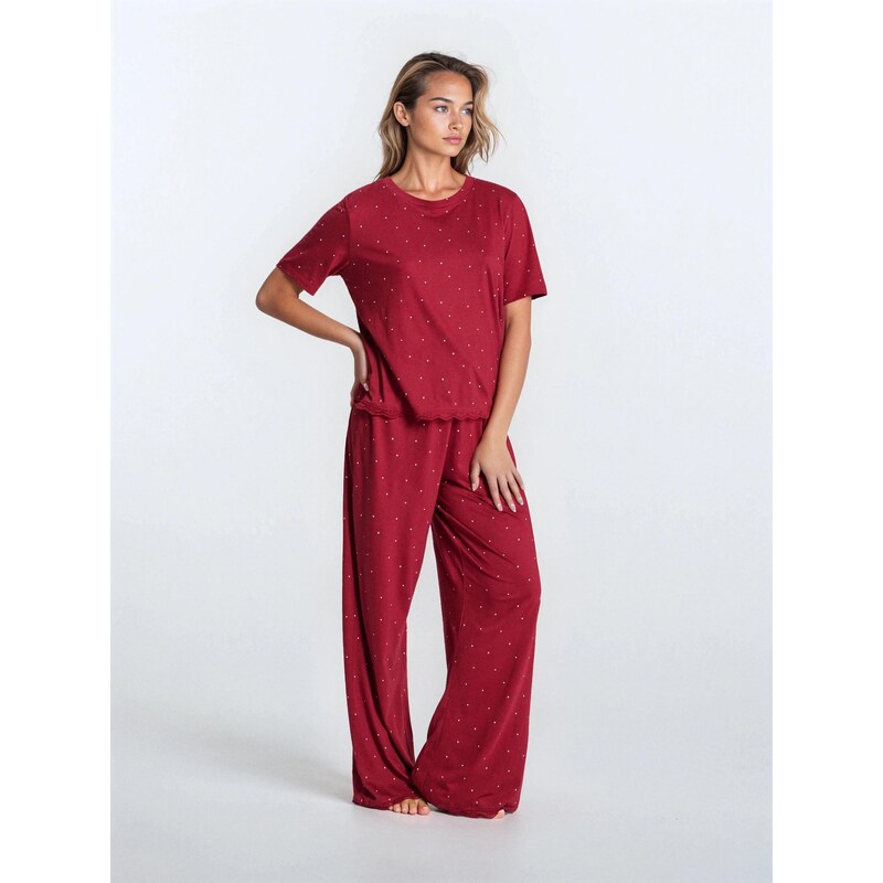 Sinsay - Dvoudílné pyžamo s příměsí viskózy - burgundy 109773340