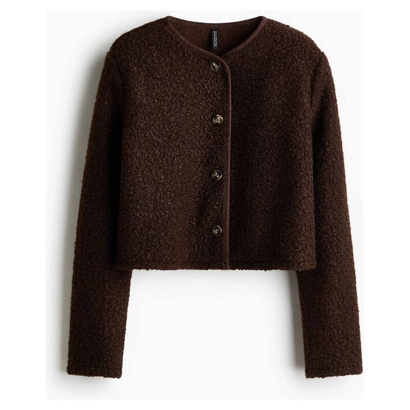 H&M - Plyšový kardigan - hnědá 109773376