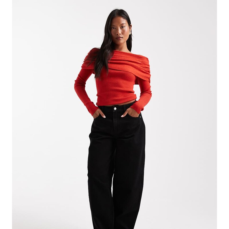 Miss Selfridge Petite barrel leg jean in black