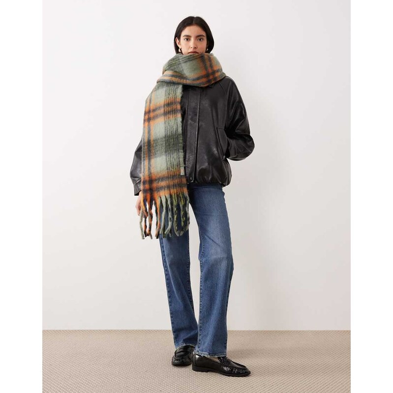 Dickies oversized scarf in light green and orange 109773757