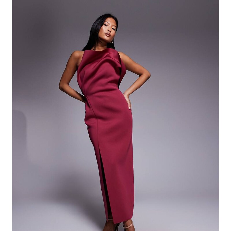 ASOS Petite ASOS DESIGN Petite one shoulder exaggerated twist midi 109773819