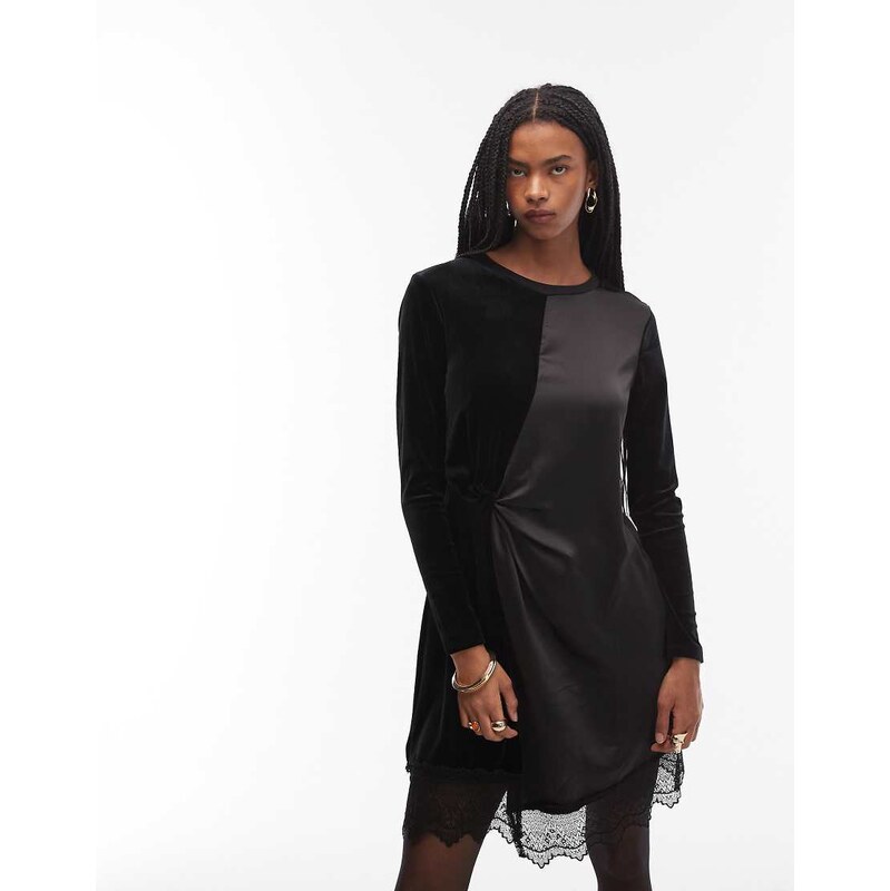 Allsaints Lana velvet mini dress in black