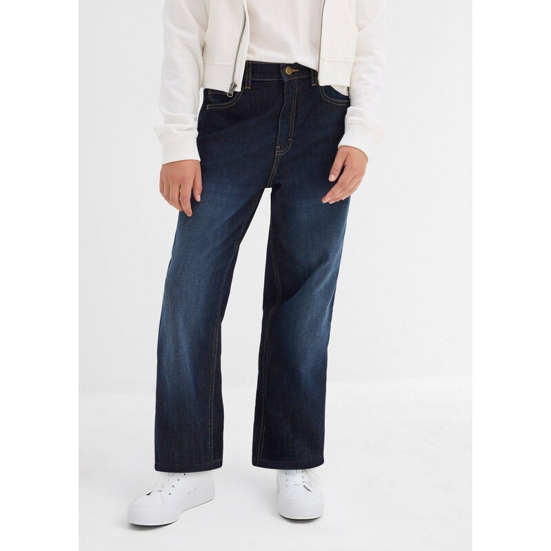 bonprix Termo džíny Wide Leg, Mid Waist, s žerzejovou podšívkou