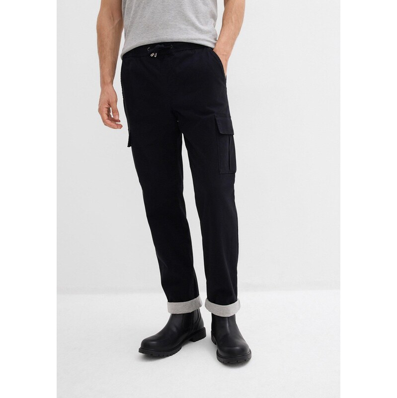 bonprix Termo kalhoty bez zapínání, Relaxed Fit, Tapered černá