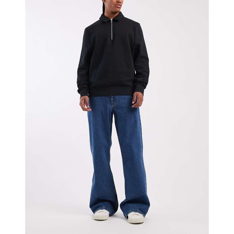 ASOS DESIGN wide flare jeans in dark wash blue