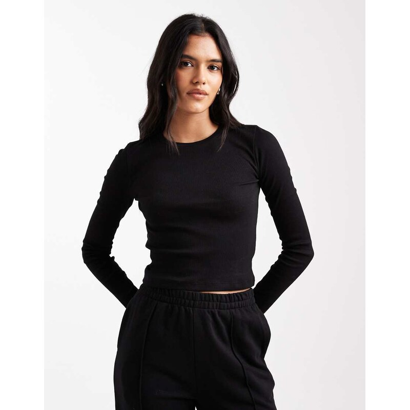 Brave Soul cotton long sleeve t-shirt in black 115513464