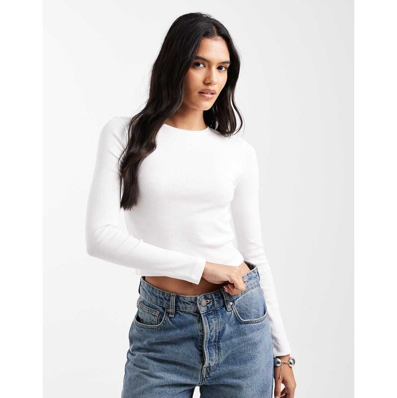 Brave Soul cotton long sleeve t-shirt in white