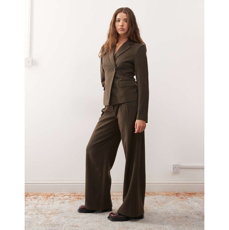 Reclaimed Vintage tailored baggy trousers co-ord in brown