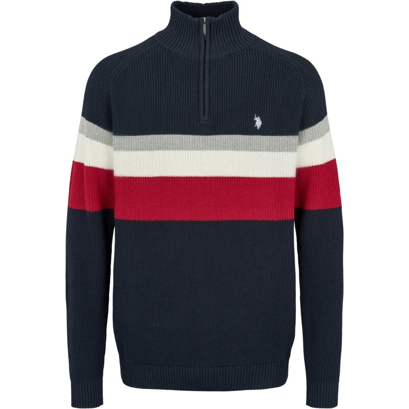 U.S. POLO ASSN. Svetr UMRicco šedá / červená / černá / barva