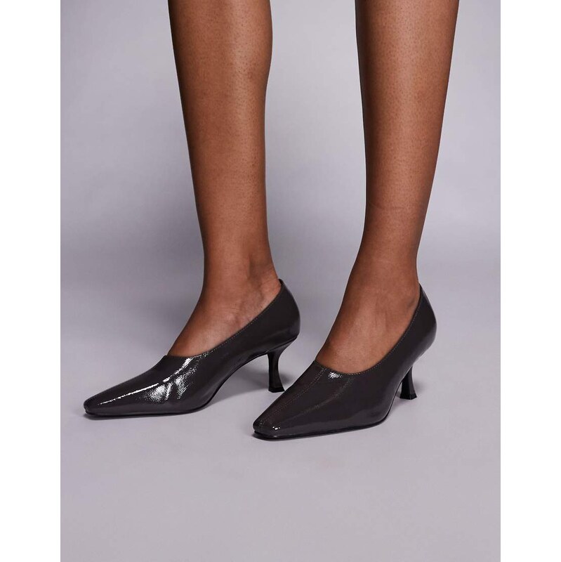 Public Desire Wren kitten heel court shoes in slate grey 115513856