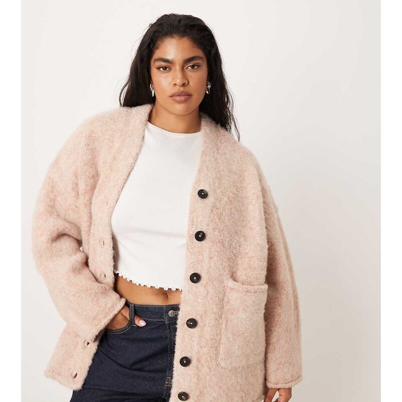 ASOS Curve ASOS DESIGN Curve multiply oversized cardigan in pink
