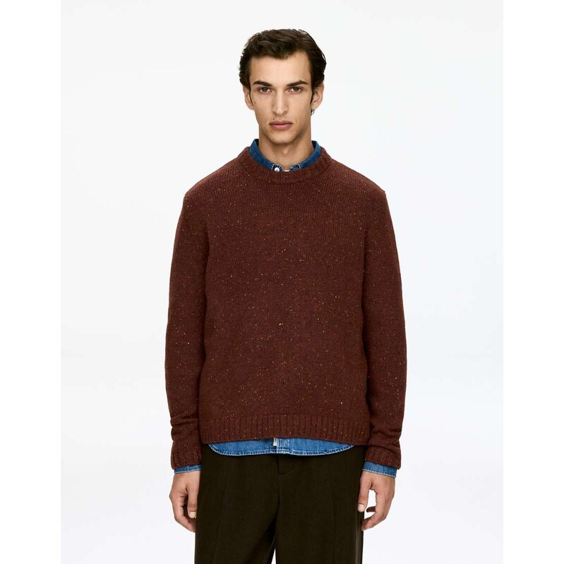 ARKET wool alpaca crew neck relaxed fit jumper in dark mole