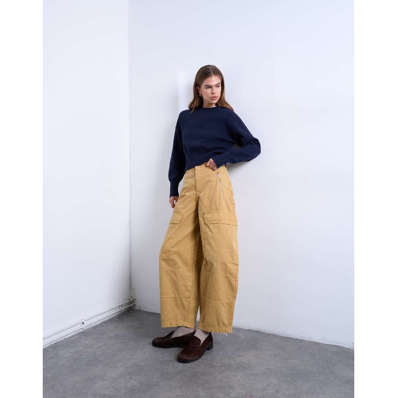 Topshop balloon cargo trouser with zip and pocket details in
