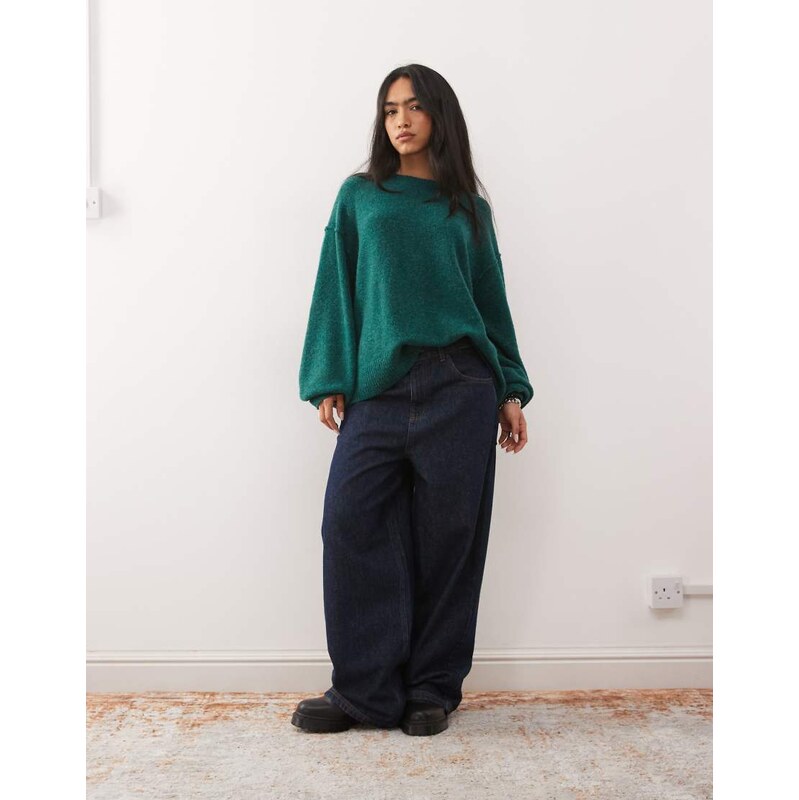 Weekday wool blend jumper in dark green melange 109793057