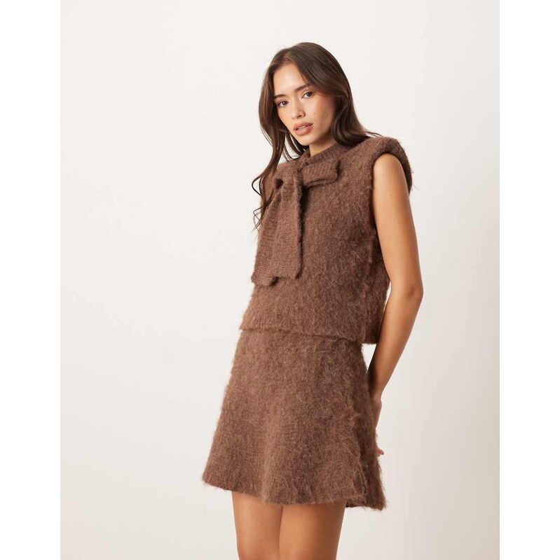 ASOS DESIGN flippy a-line skirt co-ord in chocolate-Brown