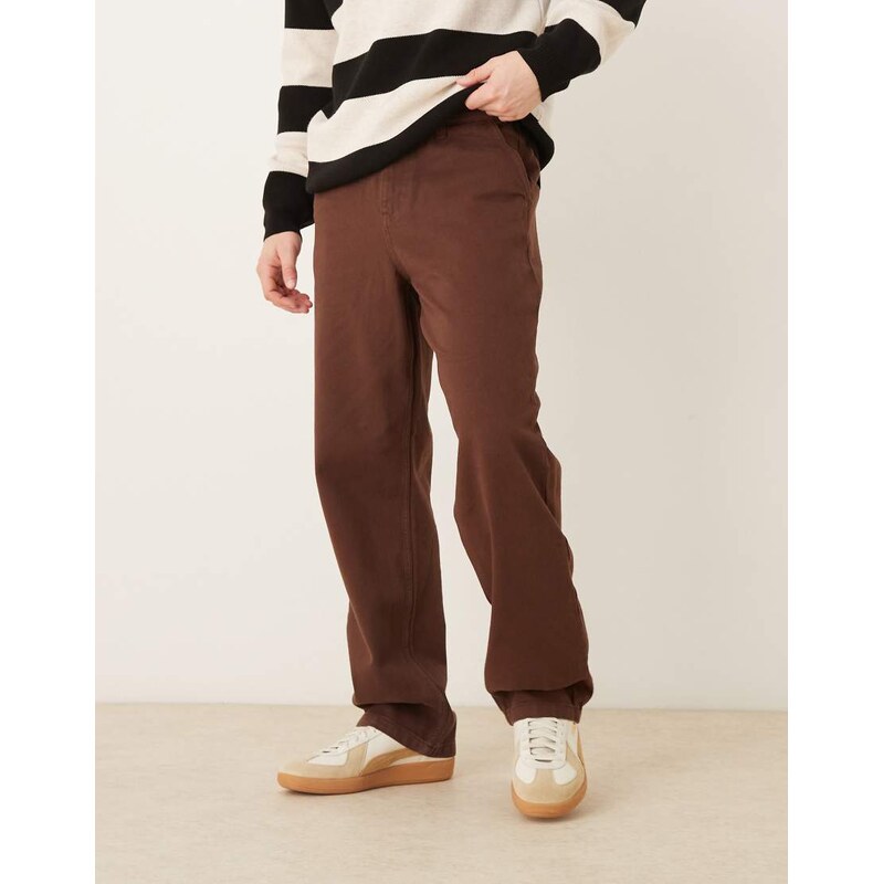 ASOS DESIGN Baggy brown twill trouser in potting soil