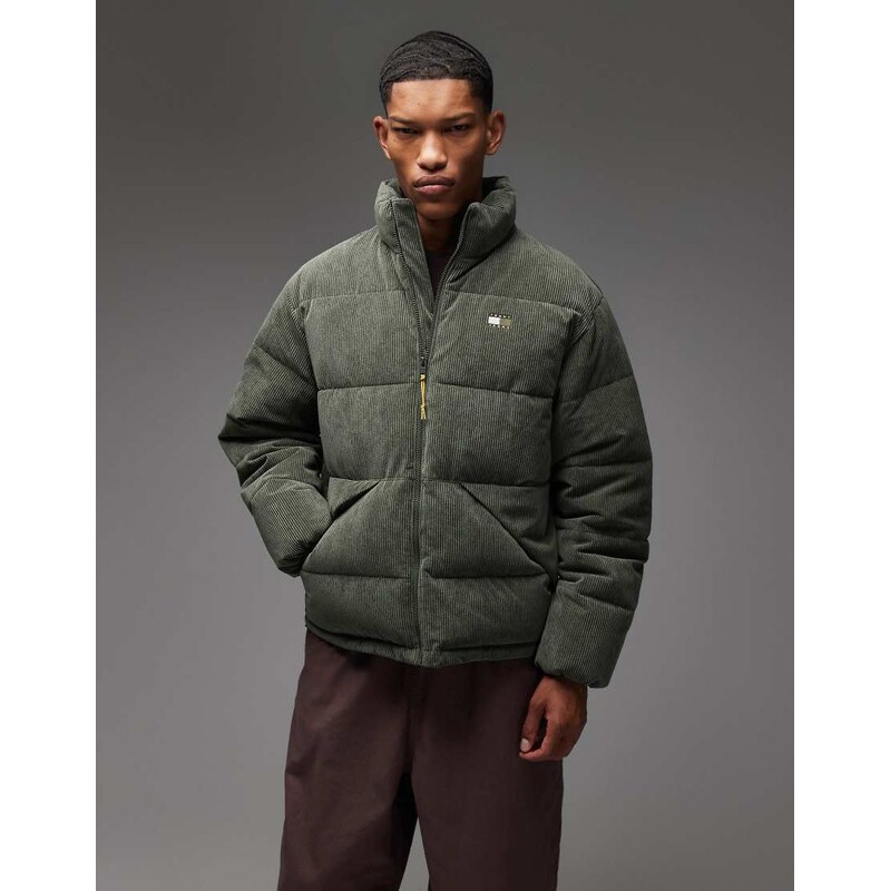 Tommy Jeans cord puffer jacket in dark green