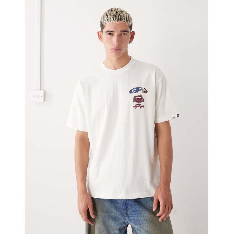 Aape by A Bathing Ape boxy t-shirt in off white with chest and back 110670761