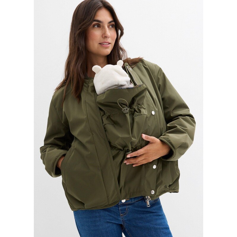bonprix Oboustranná bunda bomber s nosicí vsadkou, 4 v 1 zelená Žena 110053244