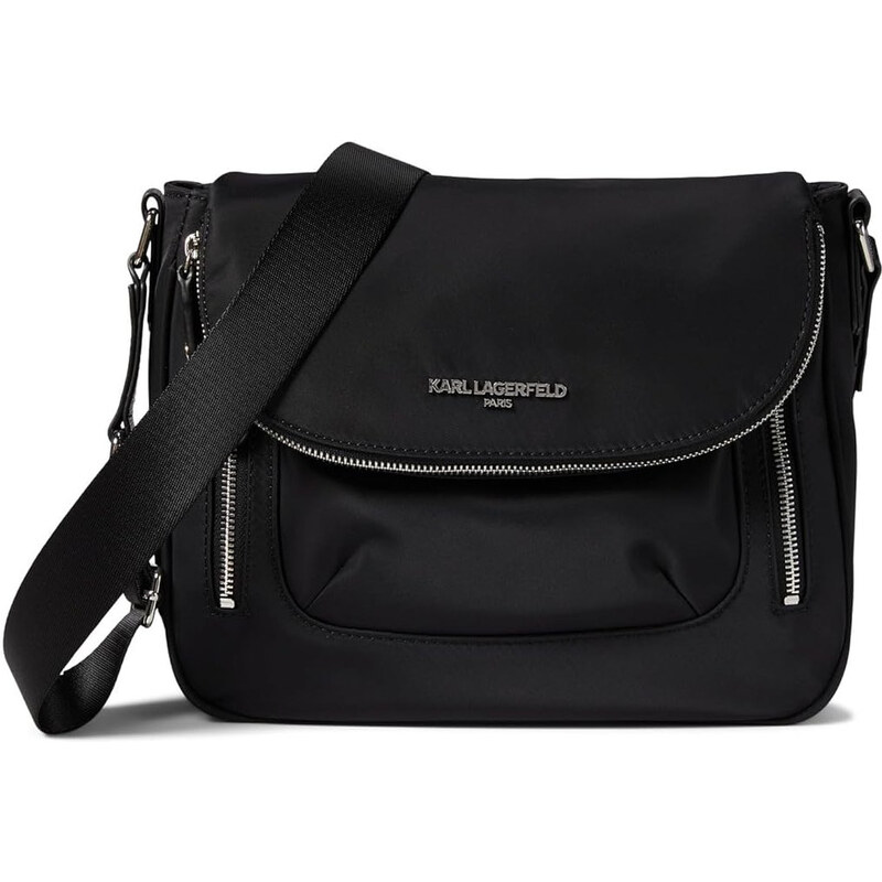 Karl Lagerfeld Paris Cara Messenger Handbag Black Silver