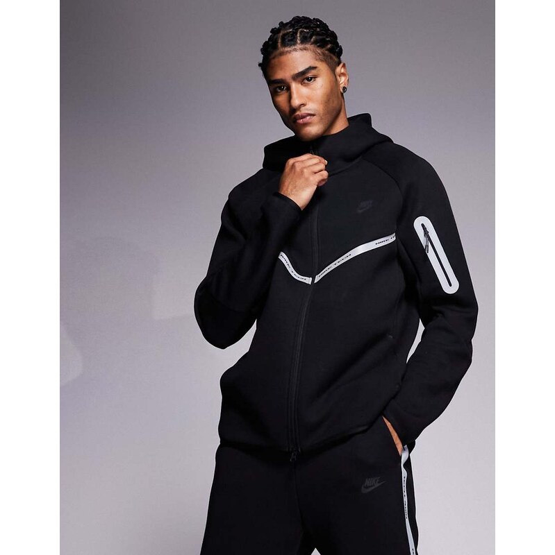 Nike Tech Fleece reflective full zip hoodie in black