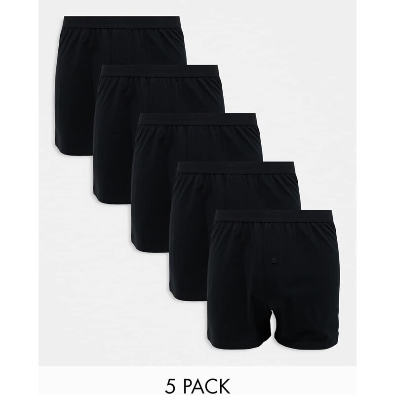 ASOS DESIGN 5 pack boxers in black 109793002