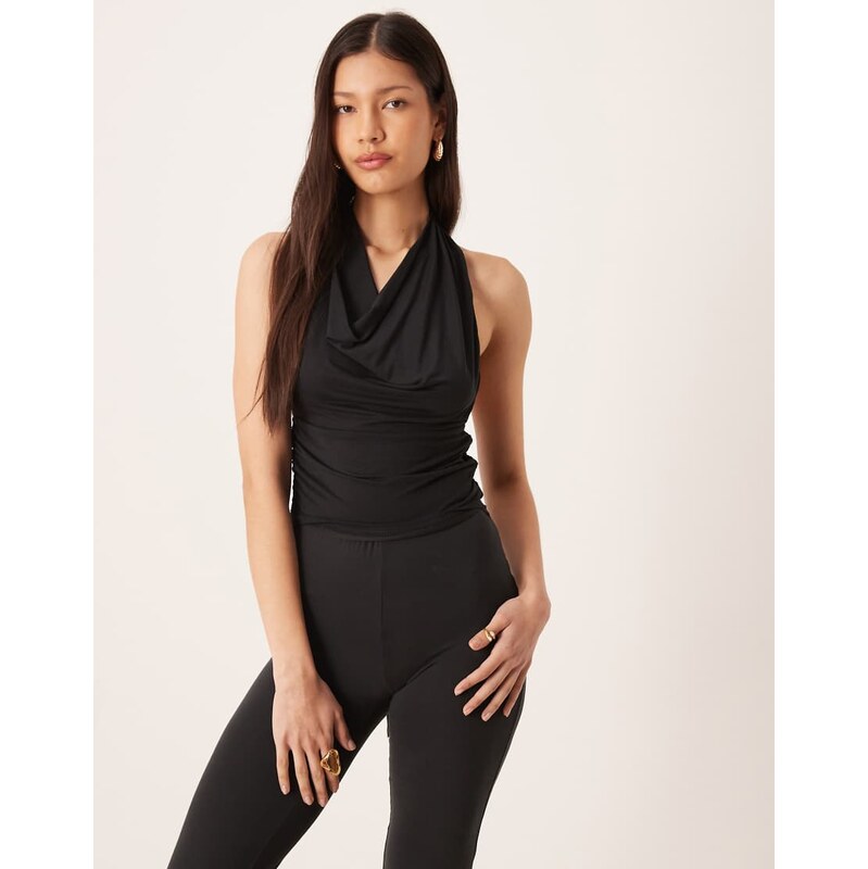 Motel Nyra co-ord high neck top in black