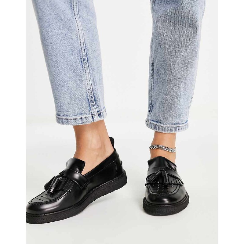 Fred Perry X George Cox tassel loafer studded leather-Black