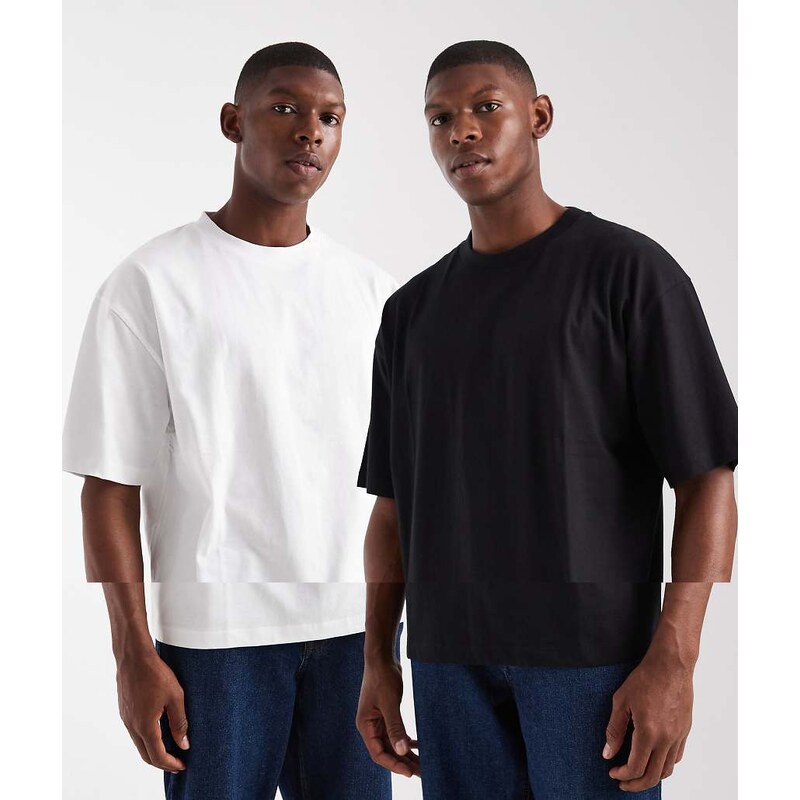 ASOS DESIGN Essentials 2 pack oversized t-shirts in white and
