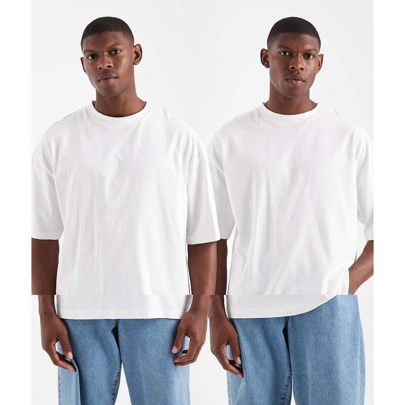 ASOS DESIGN Essentials 2 pack oversized t-shirts in white