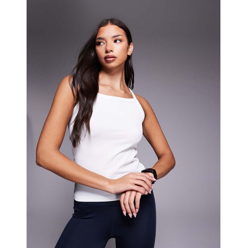4505 seamless rib high neck 90s active vest in white 115740640