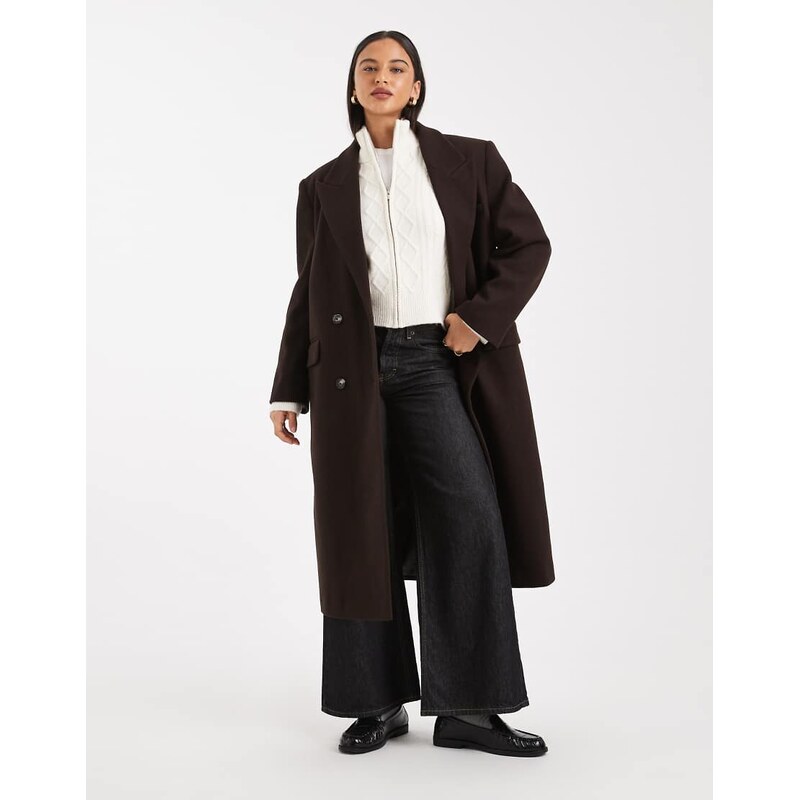 ASOS DESIGN oversized dad coat in chocolate-Brown